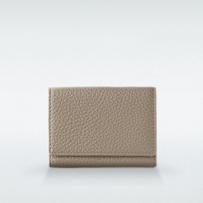 極小財布 BOX型 イタリアンレザー/ADRIA 『グレージュ』 BECKER（ベッカー） ミニ財布 本革財布 三つ折り財布