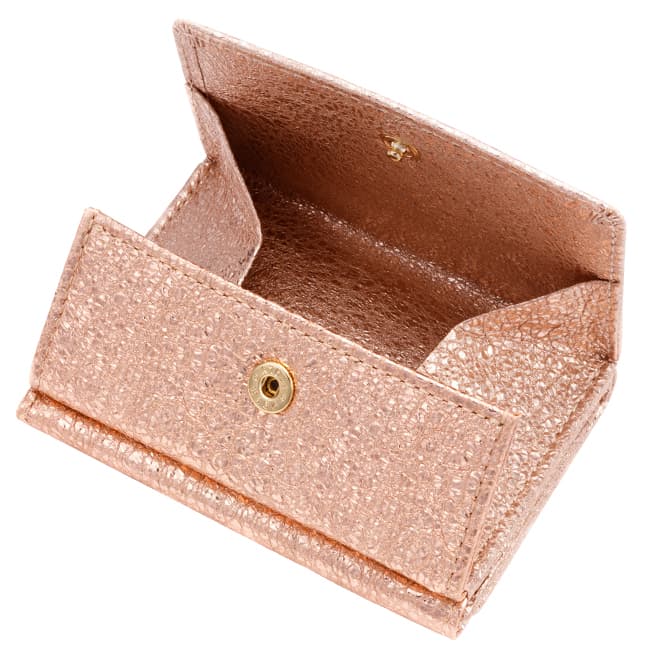 極小財布 BOX型小銭入れ グリッター ゴートスキン/山羊革 ピンク　\15,400（税込） BECKER（ベッカー） 日本製
