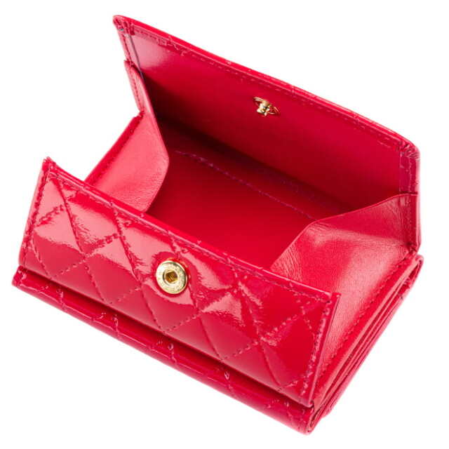 極小財布 BOX型 パテントダイヤ エナメル コーラルレッド BECKER（ベッカー） 日本製 \17,600（税込）