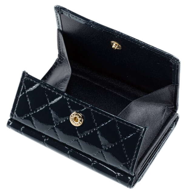 極小財布 BOX型 パテントダイヤ エナメル ナイトブラック BECKER（ベッカー） 日本製 \17,600（税込）